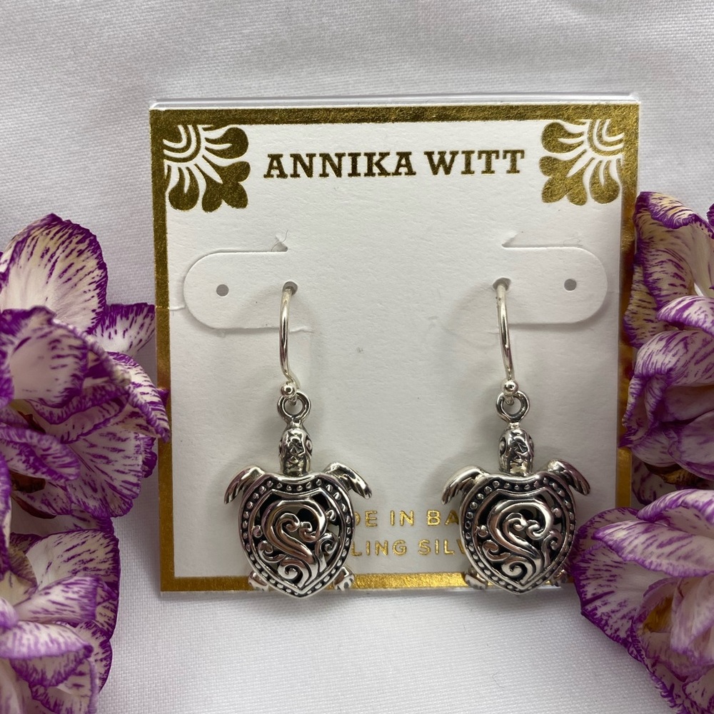 Annika Witt 925 Sterling Silver Balinese earrings turtle shaped